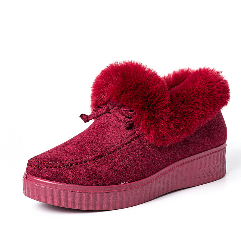 Scarpe da donna Valstrend in cotone con suola spessa, protezione dal freddo e design a metà altezza, stile comodo e elegante.