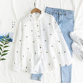 Autumn Artistic Leaves Printed Long-sleeved Shirt
