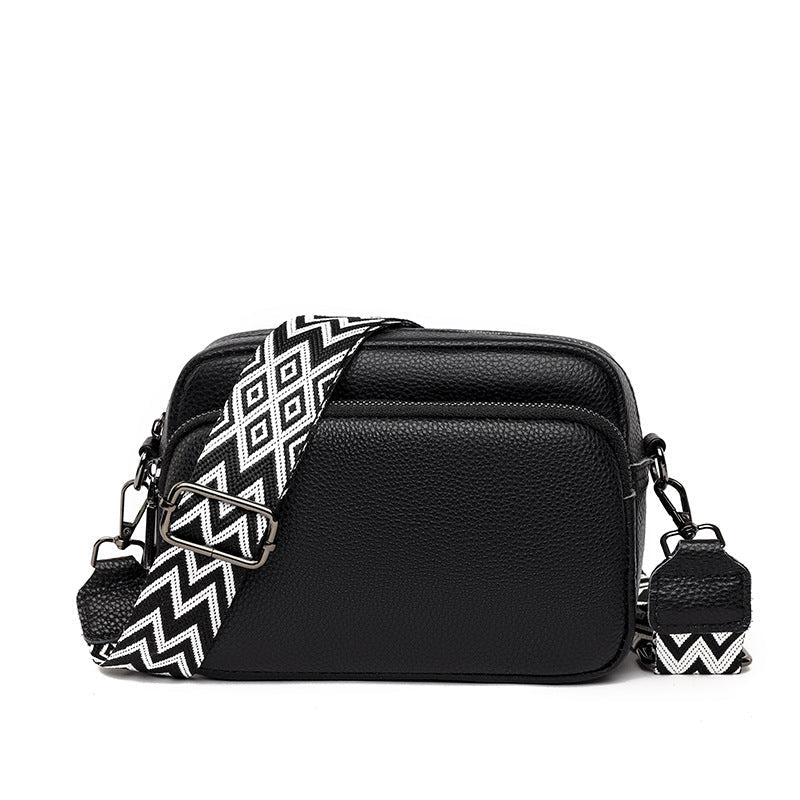 Borsa donna Valstrend in pelle di bovino con motivo litchi, elegante e resistente, con dettagli raffinati e tracolla regolabile