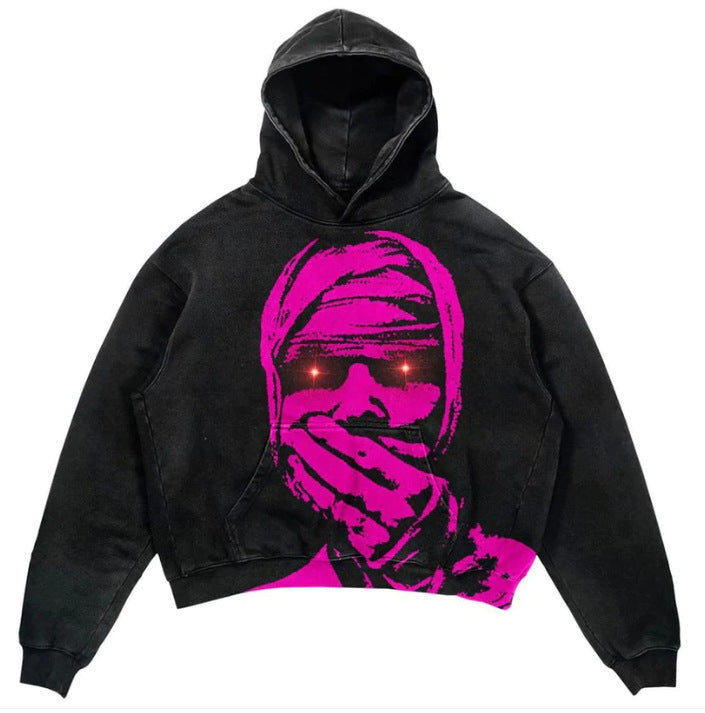 Felpa casual da uomo Valstrend con stampa lettera esplosiva, morbida e comoda, con cappuccio e maniche lunghe.