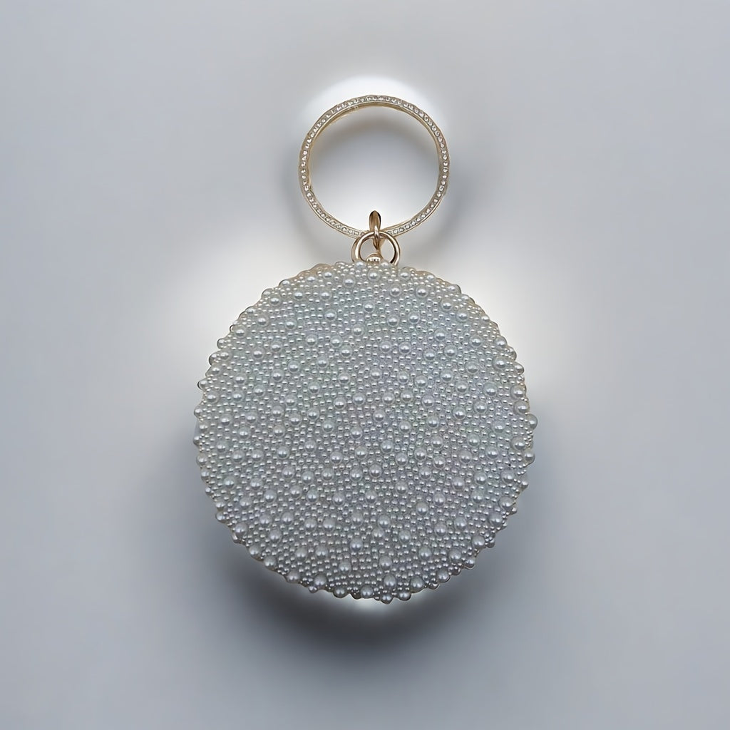 Elegant White Pearl Clutch for Women - Vintage Cheongsam Style, Perfect for Weddings, Parties & Banquets with Detachable Chain Strap