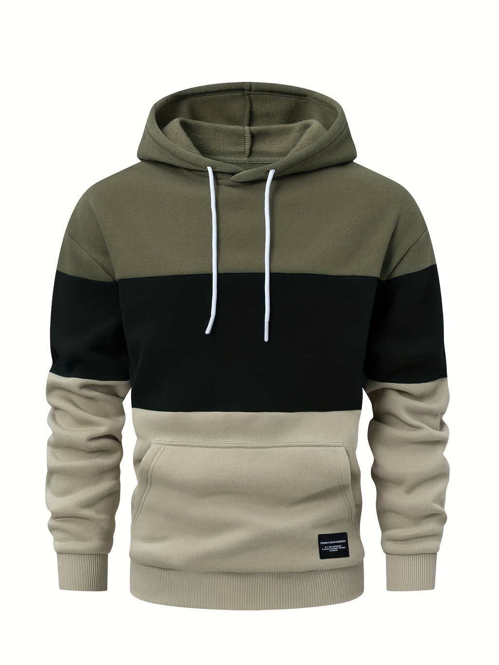 Felpa da uomo Valstrend con cappuccio e motivo a blocchi di colori, maniche lunghe e tasca kangaroo, stile casual e chic.