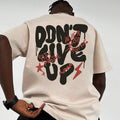 Men's Don'T Give Up Graphic Print T-shirt, Casual Short Sleeve Crew Neck Tee, Men's Clothing For Summer Outdoor