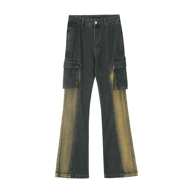Jeans vintage retrò Valstrend shop con più tasche, effetto distressed, stile casual e moderno, in tessuto denim blu.