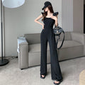 Tuta senza maniche Valstrend con dettagli a bordo a forma di fungo, effetto svasato e pantaloni larghi, stile casual ed elegante