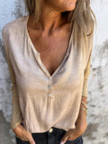 Maglia a maniche lunghe Valstrend, stile casual, scollo a V e colore unito, ideale per look europei e americani.