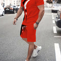 Set uomo due pezzi Valstrend con maglietta a maniche corte e pantaloncini con motivo geometrico irregolare, tasche e coulisse.