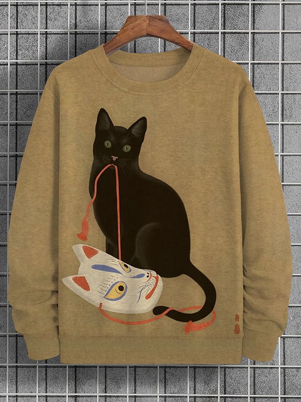 Felpa casual da uomo Valstrend con stampa animalier, girocollo, design alla moda e tessuto morbido.