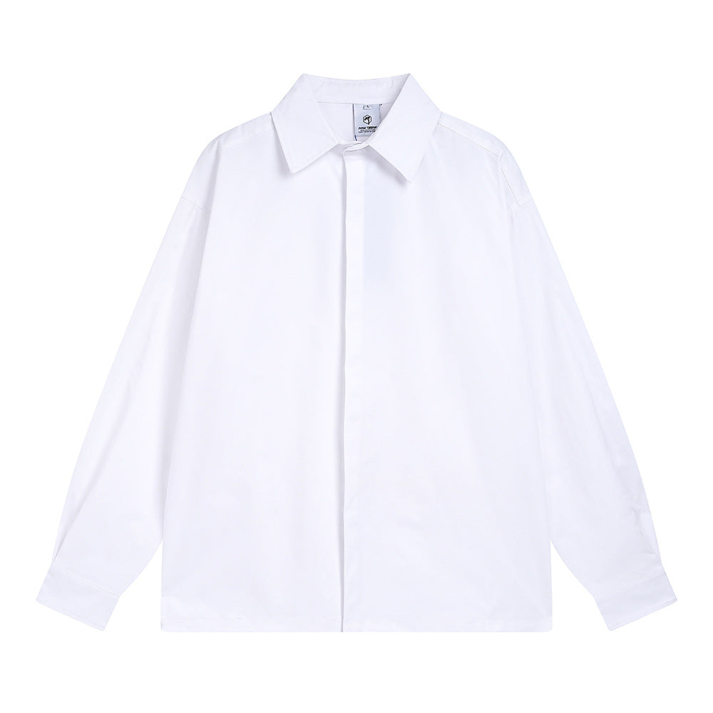 Simple Solid Color Shirt INS American Street Loose