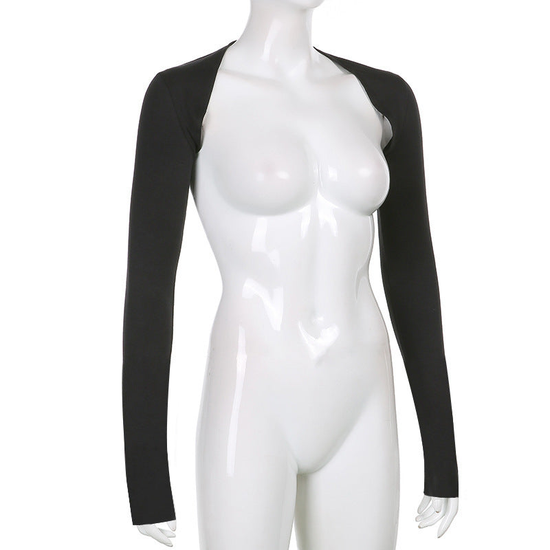 Blusa donna a maniche lunghe Valstrend, protezione solare, tinta unita, tessuto elasticizzato, top corto e cardigan lungo.