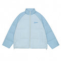 Color-block Raglan Sleeves Stand Collar Cotton-padded Coat