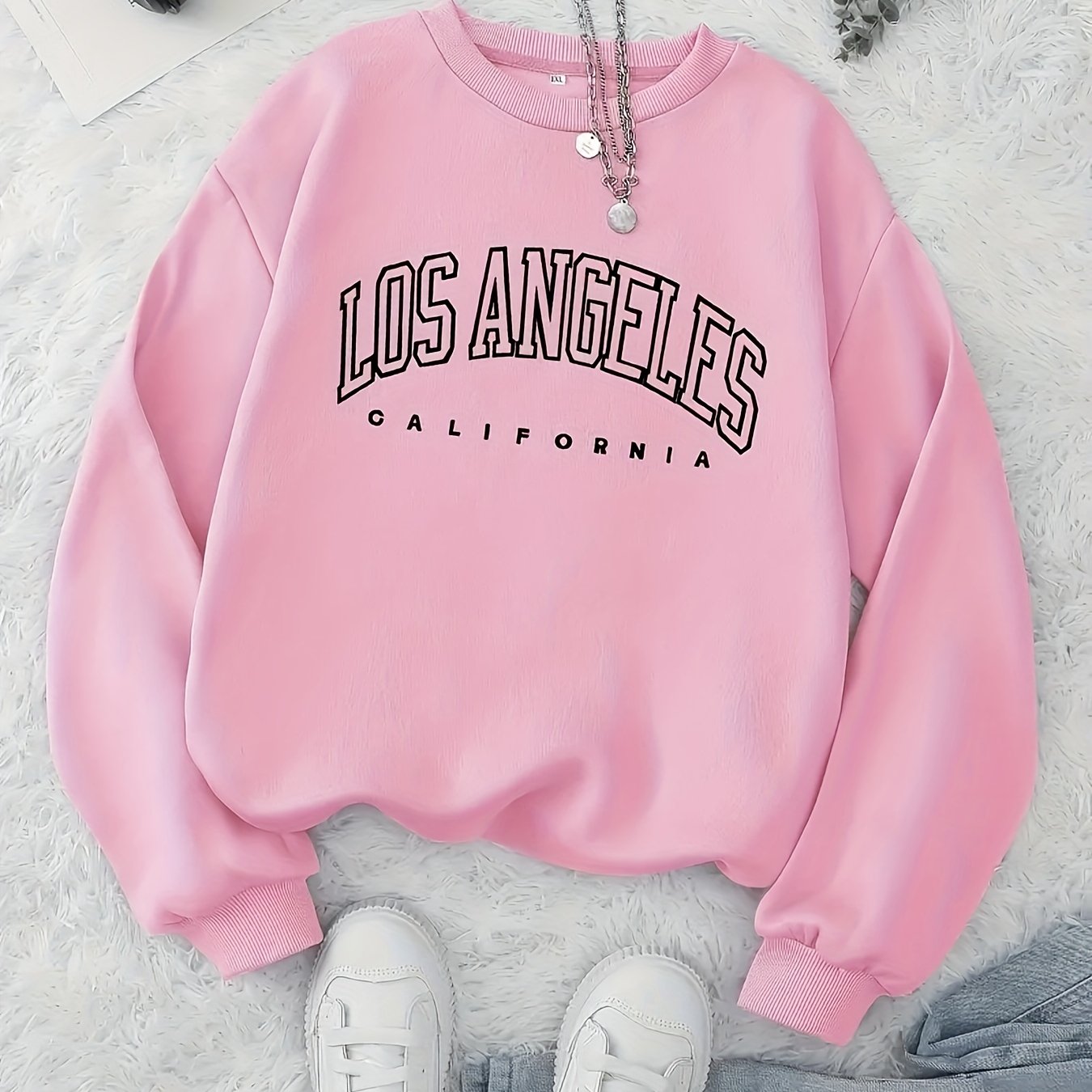 Letter Print Pullover Sweatshirt, Casual Long Sleeve Crew Neck Sweatshirt For Fall & Winter, Women's Clothing