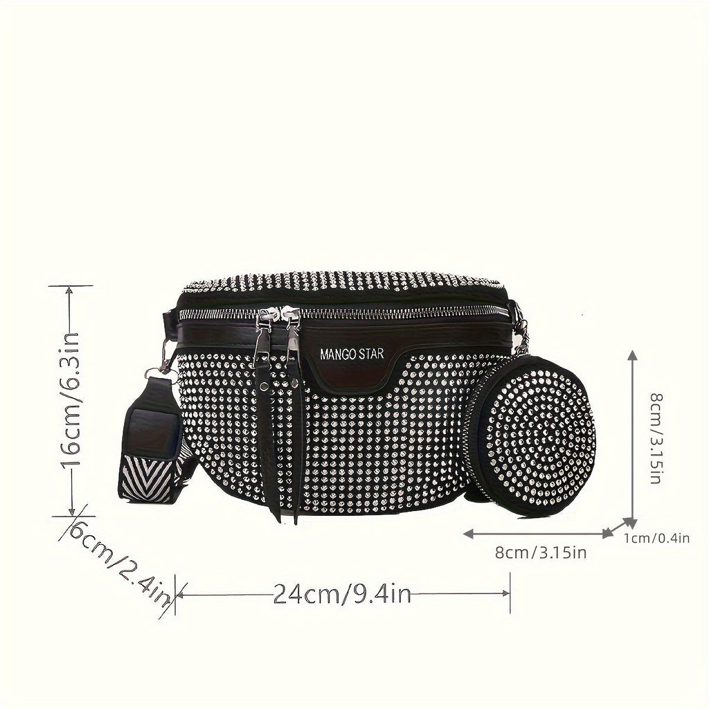 Stylish Diamante Studded Crossbody Bag - Perfect for Everyday Occasions