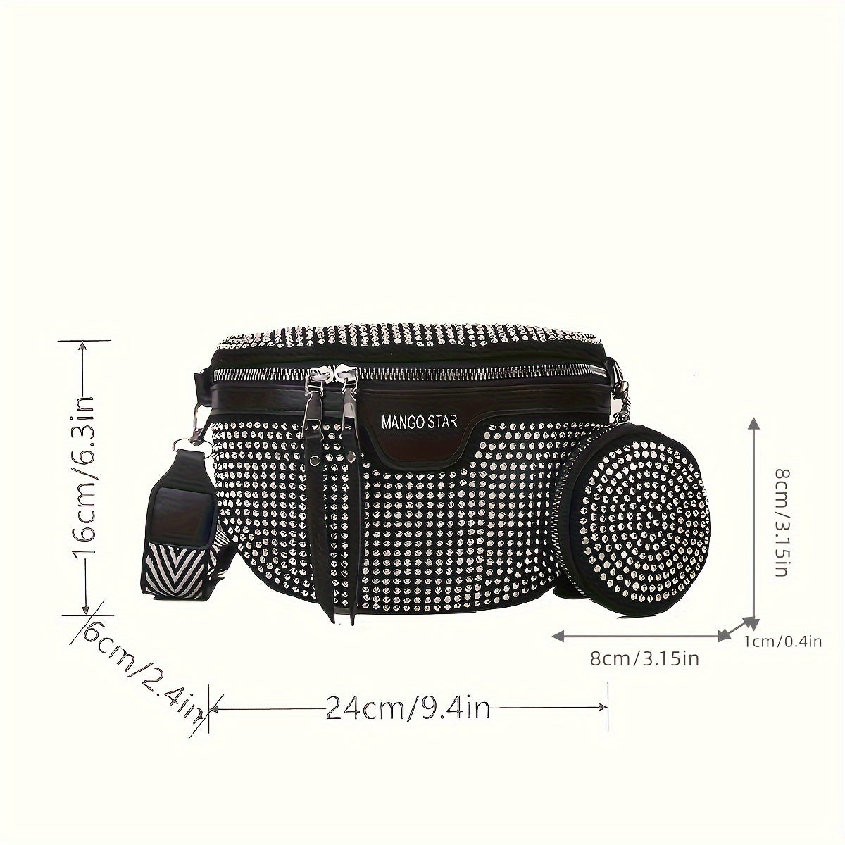 Stylish Diamante Studded Crossbody Bag - Perfect for Everyday Occasions