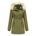 Giacca da donna Valstrend in velluto di agnello spesso con cappuccio rimovibile e fodera in pile, stile casual e caldo
