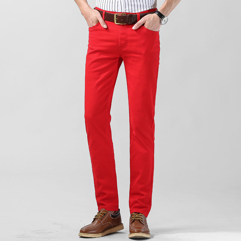 Pantaloni casual slim fit e dritti da uomo Valstrend, colore vivace, tessuto elasticizzato e all-match, stile casual e moderno