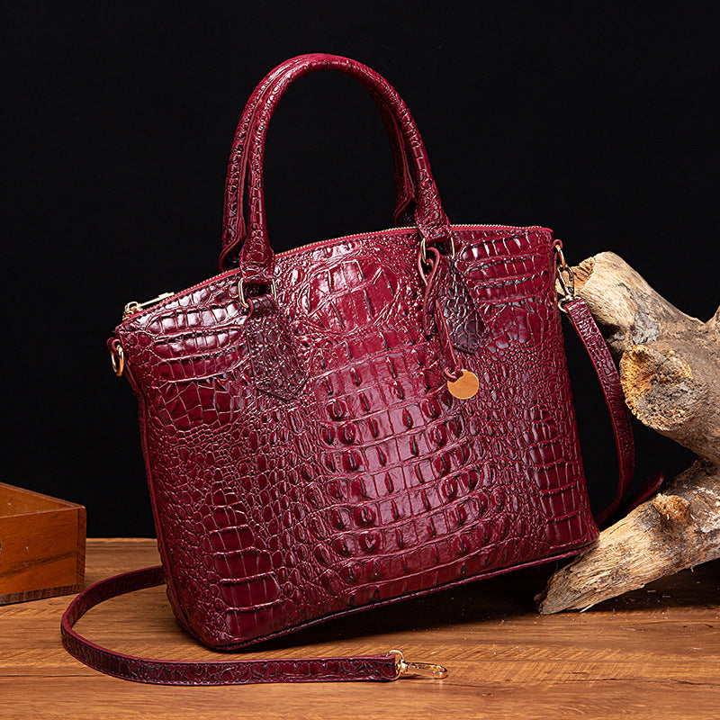 Borsa a tracolla donna Valstrend con motivo rettile retrò a crocodile, portatile e pratica, in stile elegante e vintage