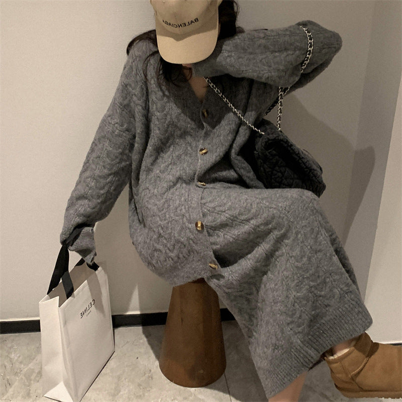 Completo in maglia di lana per donna Valstrend, giacca e gonna stile coreano, maniche lunghe, look casual e elegante