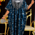 Vestito kaftan con stampa allover, maniche a pipistrello, scollo rotondo, vestibilità ampia, abbigliamento donna Valstrend