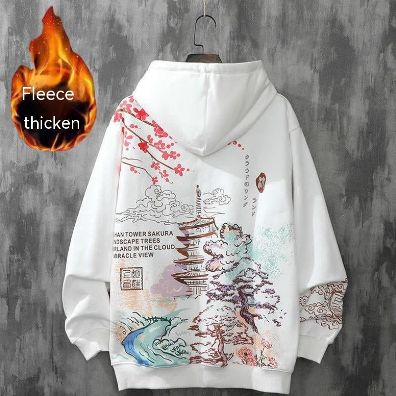 Maglione largo con cappuccio stile Harajuku, marca Valstrend shop, in tessuto morbido, colore neutro, indossato con maniche lunghe