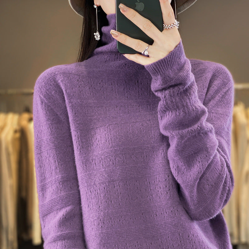 Maglione donna Valstrend shop con collo a pile frontale, in lana 100%, vestibilità pronta per l'uso, stile caldo e elegante.