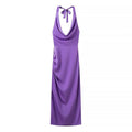 Women's French Satin Halter Neck Dress