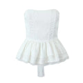 Top tubo con volant in stile fashion, donna, marca Valstrend, elegante e alla moda, visibile in immagine.