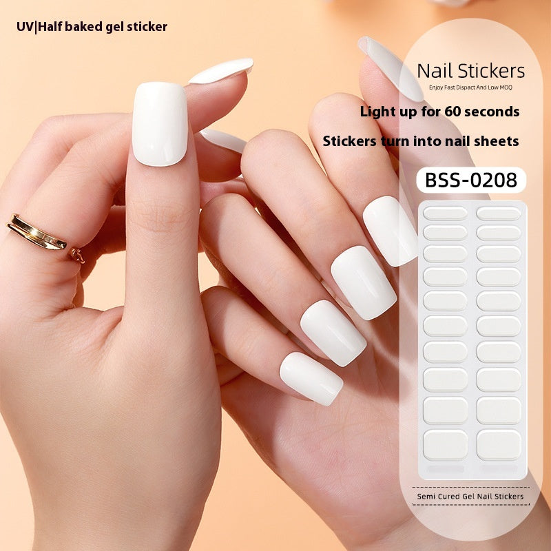 Pure Color Gel Nail Sticker Uv Phototherapy Semi-curing Nail Art Sticker