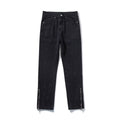 Men's Loose Straight Zipper Design Hong Kong Style Casual Jeans