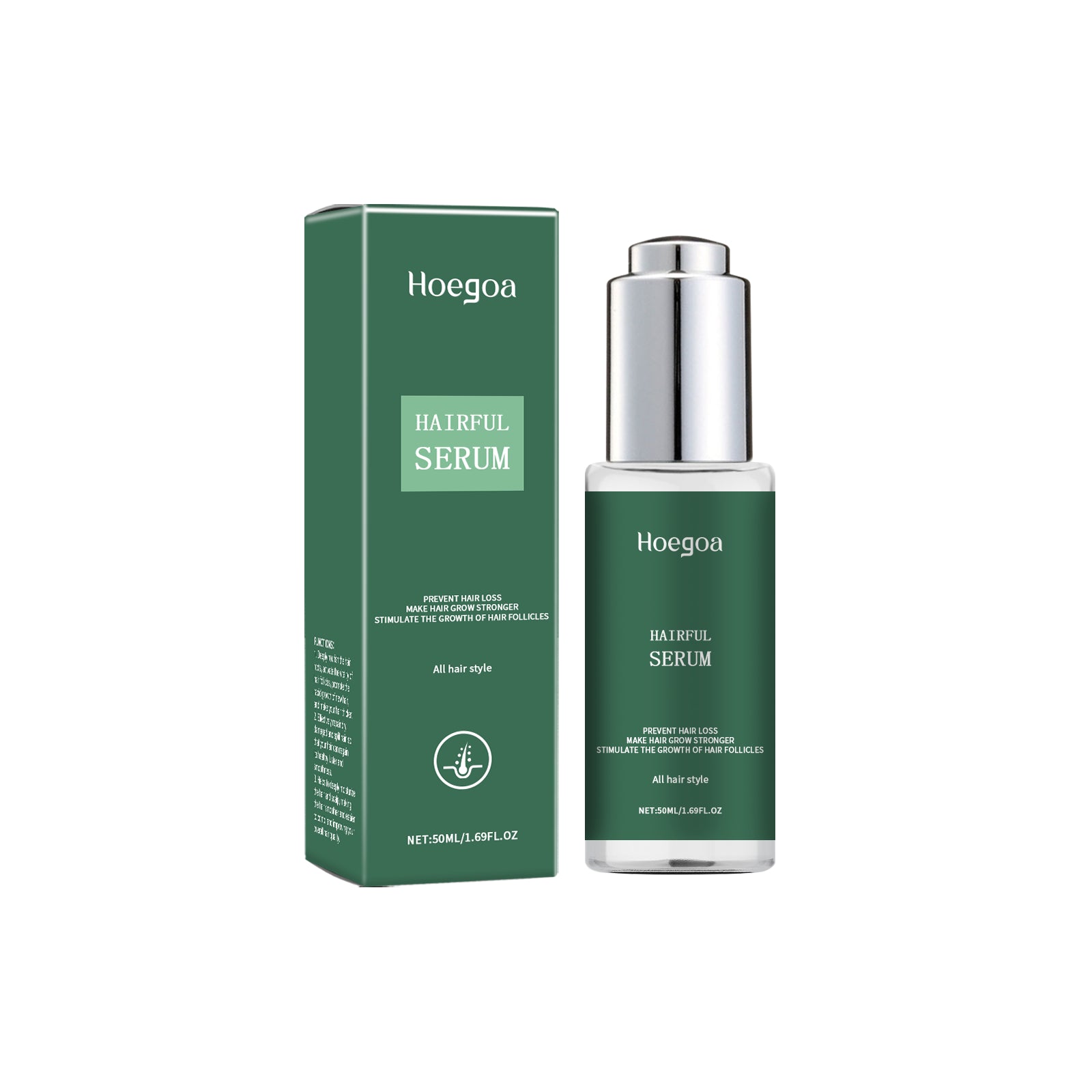 Siero per capelli Hairful di Valstrend Shop, bottiglia con etichetta bianca e oro, mostra capelli lucenti e morbidi.