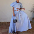 Retro Trendy Unique Navel Ripped Belt Suit Skirt