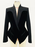 Giacca slim-fit in velluto Valstrend, elegante con cuciture alla moda, stile formale e moderno, vista frontale con dettagli di tessuto