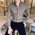 Camicia uomo a tinta unita Valstrend, stile britannico, manica lunga, abbigliamento giovanile, elegante e casual.