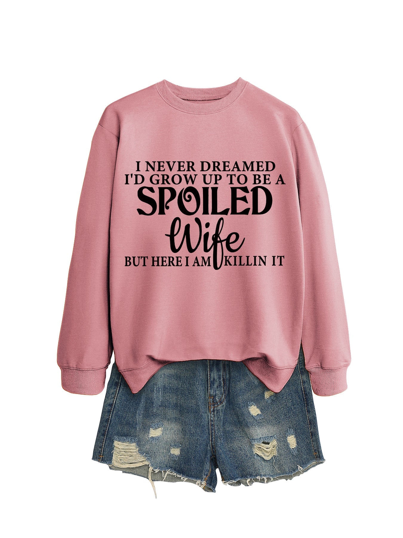 Felpa donna casual con lettere stampate, girocollo, marca Valstrend, con dettagli di stampa colorata e tessuto morbido.