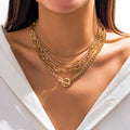 Collana geometrica semplice con fibbia OT Valstrend, design versatile e all-match, in metallo con dettagli minimalisti.