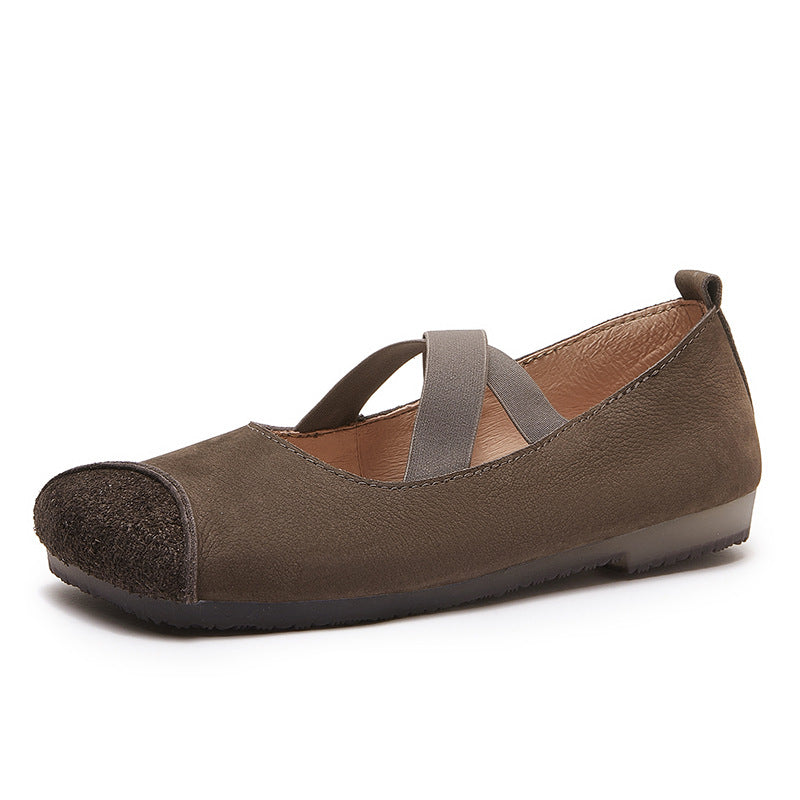 Scarpe casual da donna Ballet Valstrend con elastico, suola morbida in cuoio e design comodo, prima di scarpe elastiche femminili