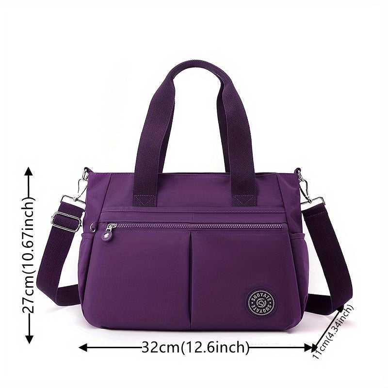 Borsa a tracolla femminile Valstrend in nylon, con tracolla regolabile e chiusura a zip, in colore solido versatile.