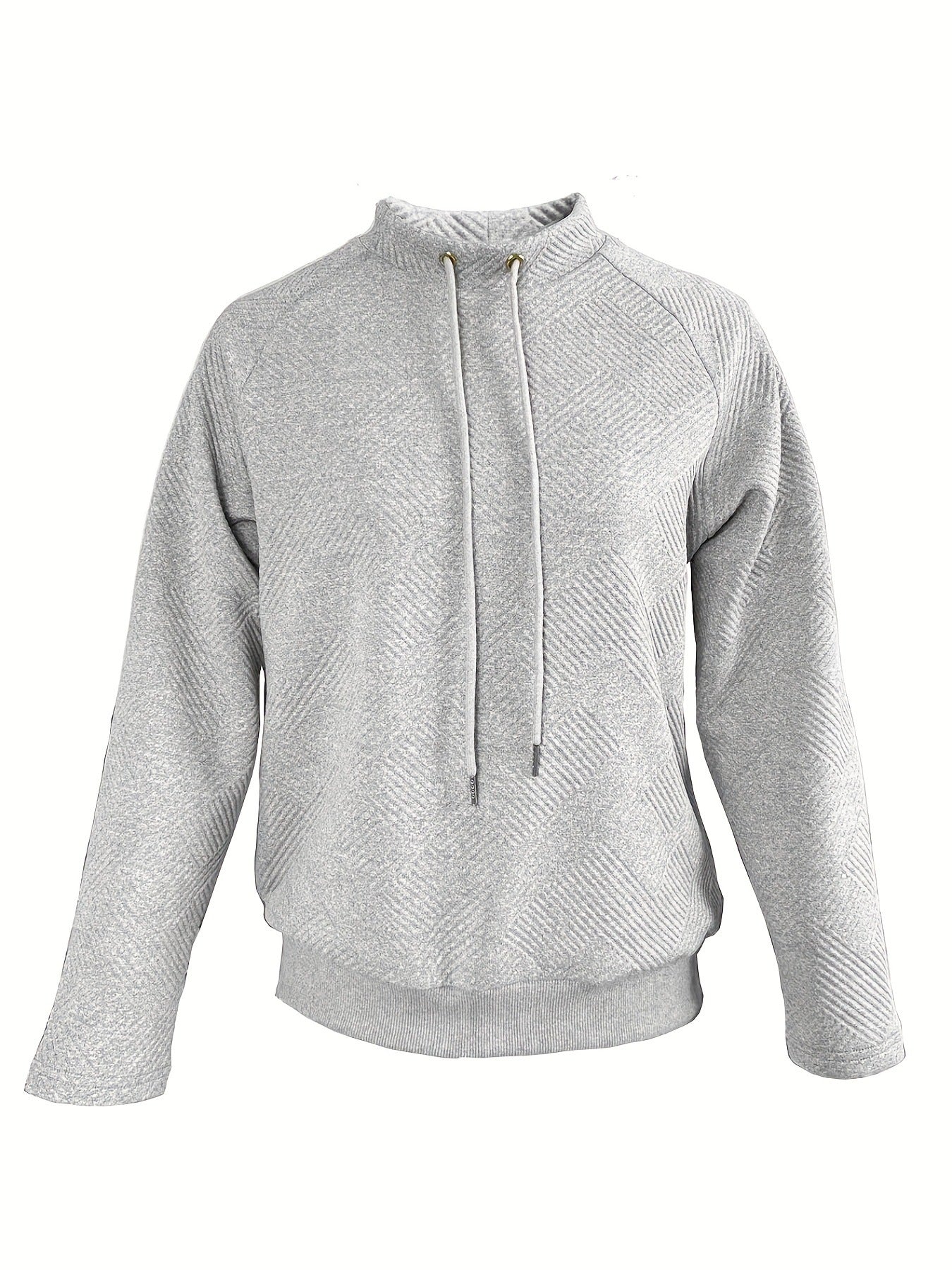 Maglione casual a maniche lunghe in maglia tinta unita Valstrend, vista frontale, morbido e comodo, colore neutro.