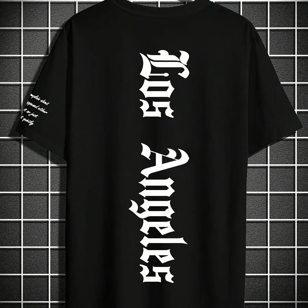 Men's Los Angeles Graphic Print T-shirt, Short Sleeve Crew Neck Tee, Men's Clothing For Summer Outdoor