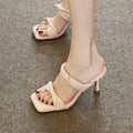 Sandali slip-on con tacco a spillo e punta quadrata di Valstrend, comodi e eleganti, visibili con tacco alto e design raffinato