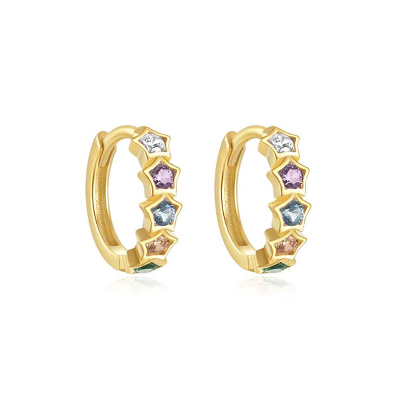 Orecchino a stella a cinque punte in diamanti per donna, gioiello di moda Valstrend, visibile in dettaglio.