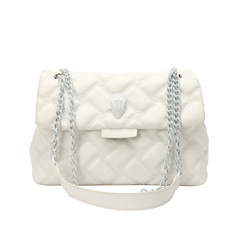 Borsa a spalla Valstrend con motivo a quadri embossato, catena decorativa e design elegante, perfetta per ogni occasione.