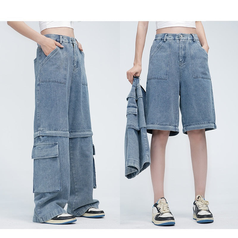 Jeans unisex stile tooling rimovibile Valstrend, pantaloni casual con dettagli pratici e design moderno.