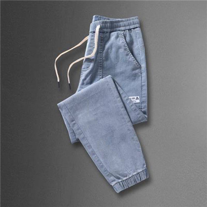 Pantaloni da uomo Valstrend in stile coreano con patchwork trendy, a vita alta e bande alla caviglia, stile moderno e casual