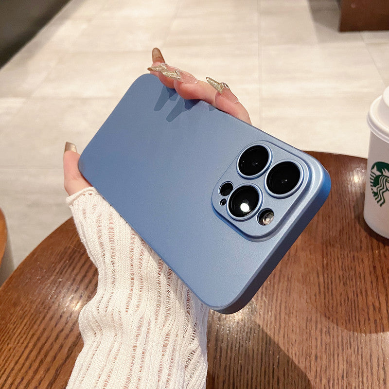 Custodia ultra-sottile in vetro opaco per smartphone con lente integrata, marca Valstrend, protezione completa e design elegante.