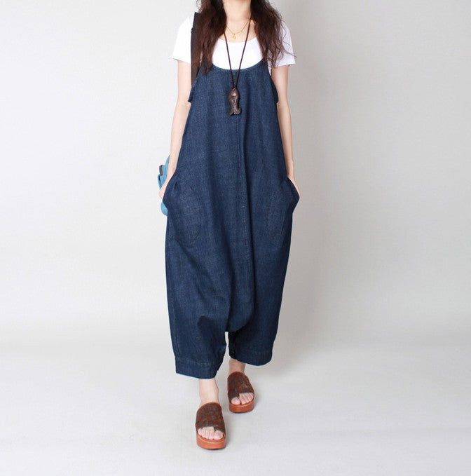 Salopette donna a vita alta Valstrend, pantaloni culotte in denim estivi, abbigliamento curvy, stile slim e comodo.