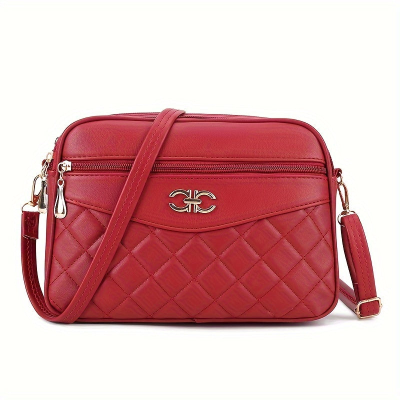 Elegant Quilted Crossbody Shoulder Bag For Women, Casual Solid Color Handbag, With Adjustable Strap