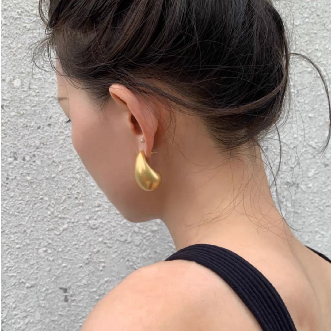 Orecchini a goccia d'acqua vuota in stile Valstrend, pendenti eleganti in metallo con forma a goccia trasparente.