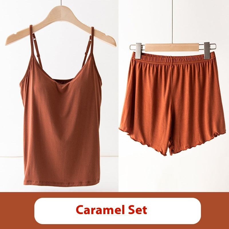 Home Base Camisole Set Yoga Exercise Running Outerwear With Chest Pad
