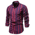 Camicia da uomo a maniche lunghe casual e da lavoro Valstrend, tessuto in cotone blu con colletto classico e bottoni frontali.